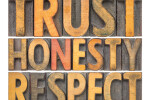 Words Trust Honesty Respect in wooden block letters